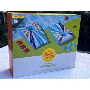 New Sun Squad Inflatable Pool Bag Toss Cornhole Game 10 Piece Summer Water Fun